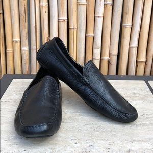 ECCO Black Pebbled Leather Loafer Size 45 / 11 US